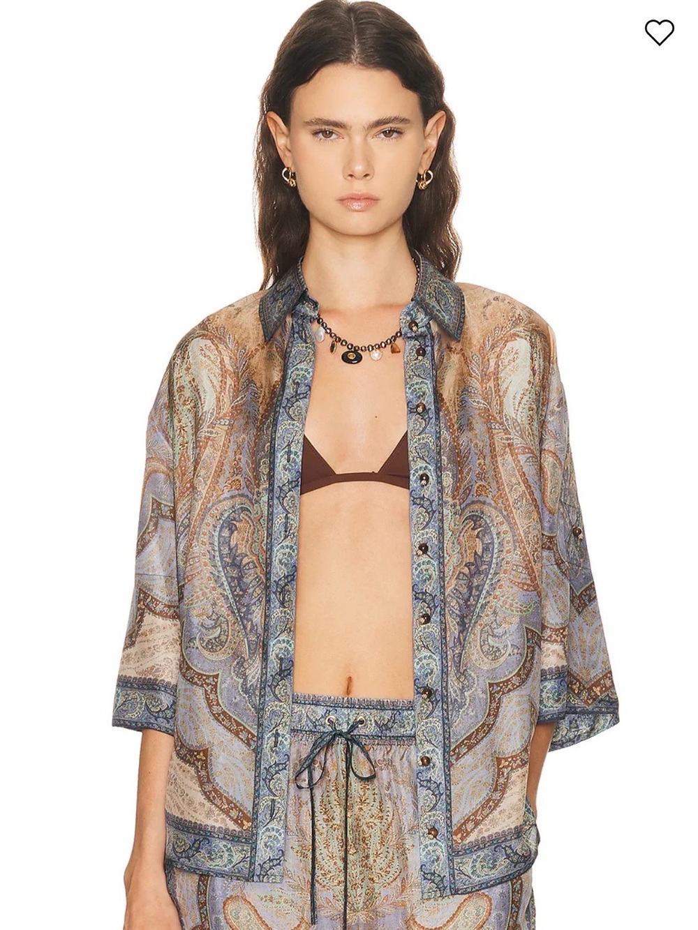 Zimmermann wanderlust Pink & Purple Paisley Button-Down Shirt